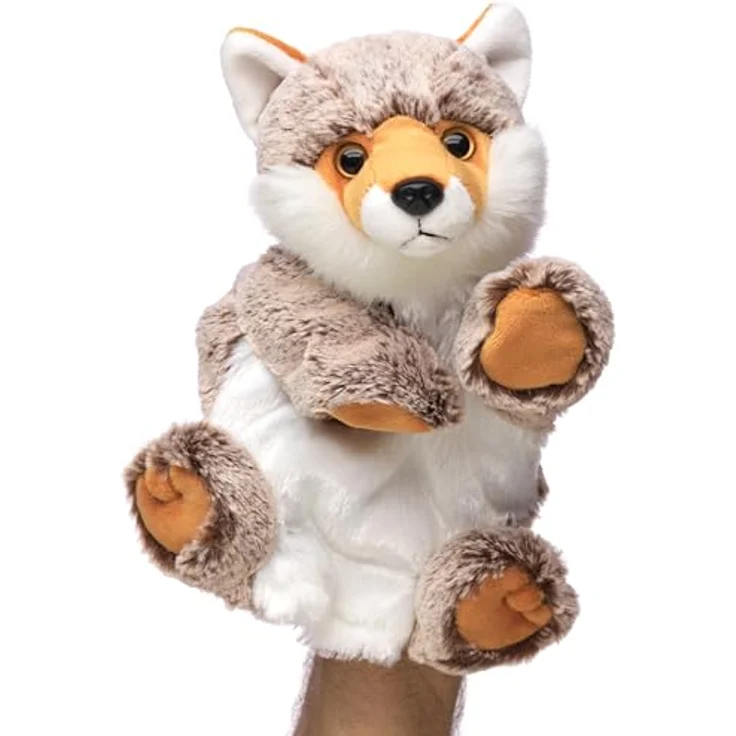 Uni-Toys Handpuppe Fuchs, braun-meliert, 25 cm, Plüschtier aus recycelter Polyesterwolle, hochwertig verarbeitet – Bild 1