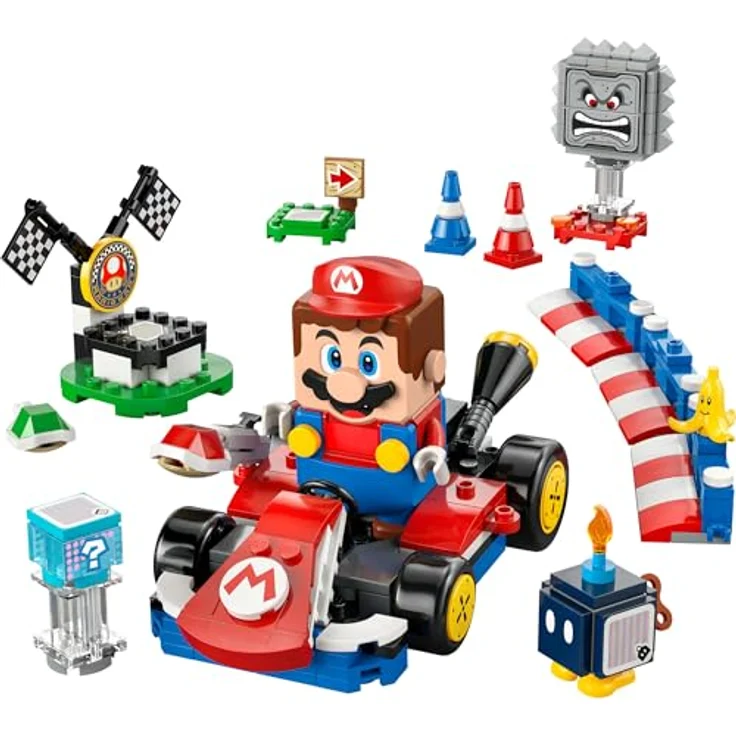 LEGO Mario Kart 72043, Interaktives Set mit Mario & Standard-Kart, 3 Figuren, Rennstrecke und Barrieren for kreatives Spielvergnügen für Kinder ab 7 Jahren – Bild 2