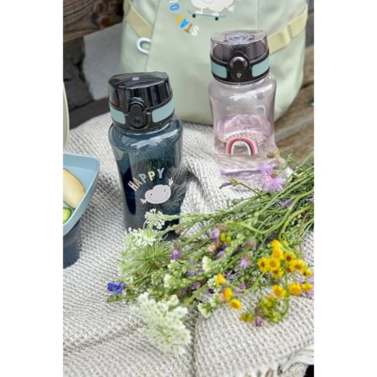 LÄSSIG Tiny Outdoor Trinkflasche 420ml, BPA-frei, auslaufsicher mit Sicherheitsverschluss, wolkenblau – Bild 3
