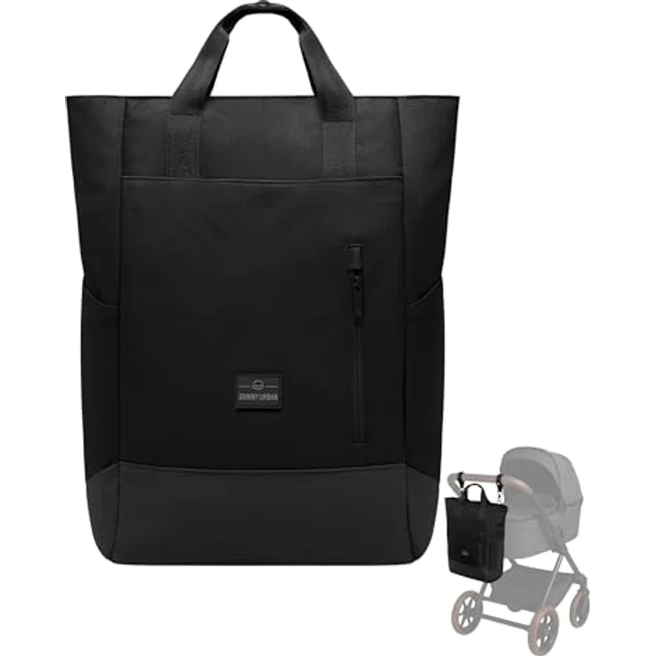 Johnny Urban Blair, Wickelrucksack & Wickeltasche für Kinderwagen, schwarz, 16 Liter Volumen, wasserabweisend, mit vielen Fächern & Flaschenhalter – Bild 1