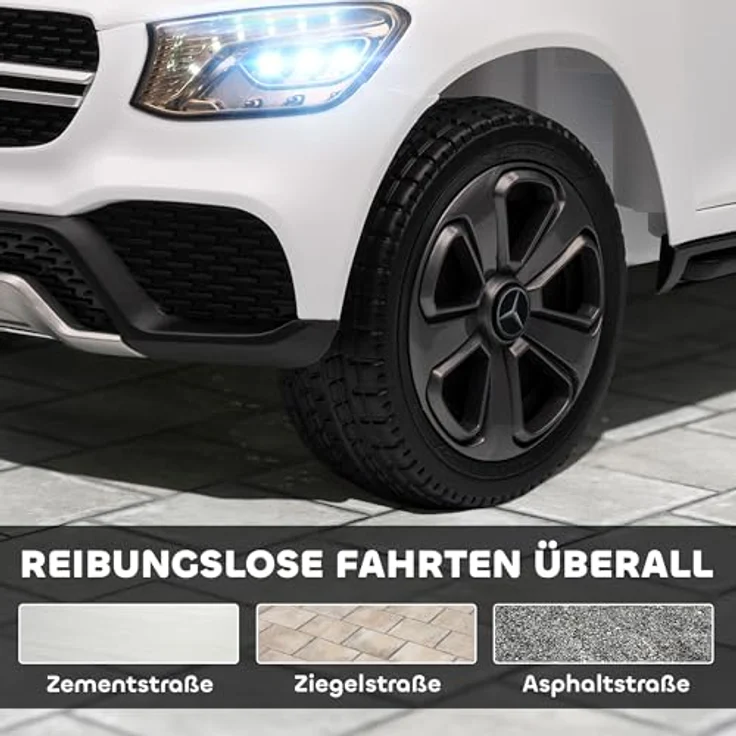 AIYAPLAY Kinder Elektroauto Mercedes-Benz GLC Coupé, 12V mit 2 Motoren, 2,4 GHz Fernbedienung, weiß, für Kinder von 3-6 Jahren – Bild 8
