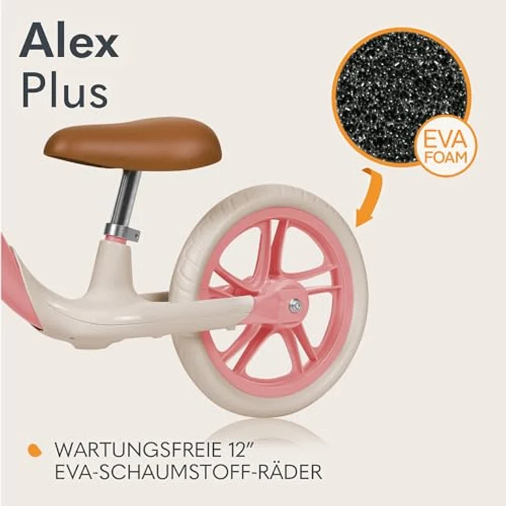 Lionelo Alex Plus Kinderlaufrad bis 30 kg, Eva-Schaumstoffräder 30,5 cm, Verstellbarer Sitz und Lenker, Leicht 3,4 kg - Laufrad für Kinder ab 3 Jahren – Bild 3