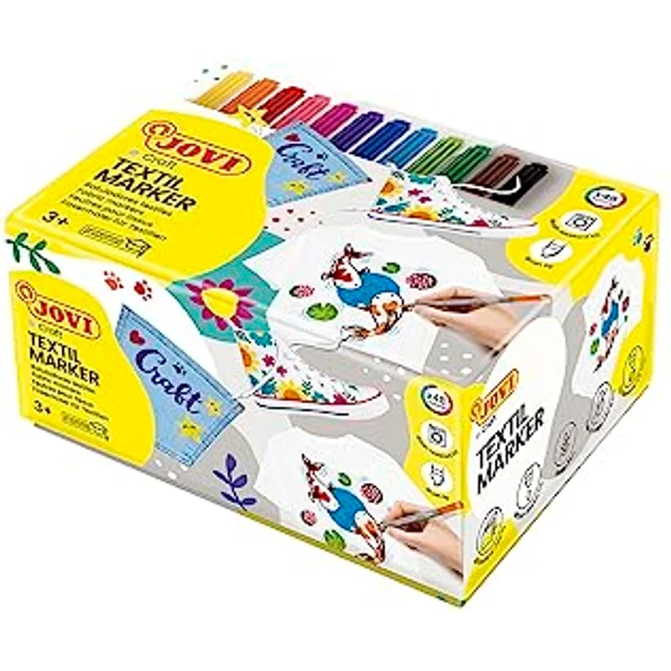 Jovi Jovidecor Textilmarker, 48 Stück in gemischten Farben, 4.8 mm Strichbreite, wasserbasierte Tinte, Bügel-Fixierung – Bild 2