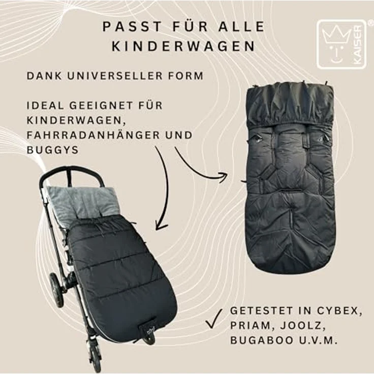 Kaiser Fußsack Akiko Thermo Kinderwagenfußsack, universal einsetzbar für alle Gurtsysteme, 100 x 45 cm, Pflegeleicht, für 6-36 Monate – Bild 7