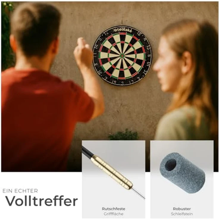 tectake® Dartscheibe Profi Steel, Komplettset mit 9 Dartpfeilen, 21 Flights und Zubehör, für Indoor- und Outdoor-Dartspiele – Bild 4