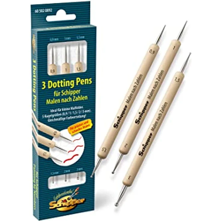 Schipper 605020892 Malen nach Zahlen - 3 Dotting Pen´s doppelseitig, die Alternative zum Pinsel, geeignet für jedes Gemälde – Bild 1