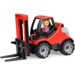 Lena 01627 - Truckies Gabelstapler, stabiles Kinderfahrzeug ca. 22 cm lang, für Kinder ab 2 Jahre, für Sandkasten, Strand und Kinderzimmer, inklusive LENA Spielfigur