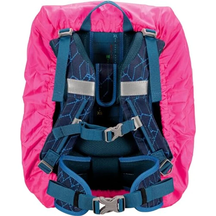 DerDieDas® Regencape, pink, passender Schutz für Schulranzen mit fluoreszierendem Design und reflektierendem Druck – Bild 2