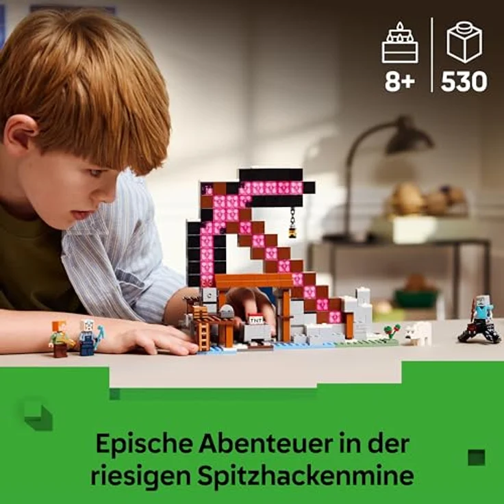 LEGO Minecraft 21277, Spitzhackenmine Bausatz mit 3 Figuren, interaktive Spielzeugwelt für kreative Abenteuer, mehrfarbig – Bild 2