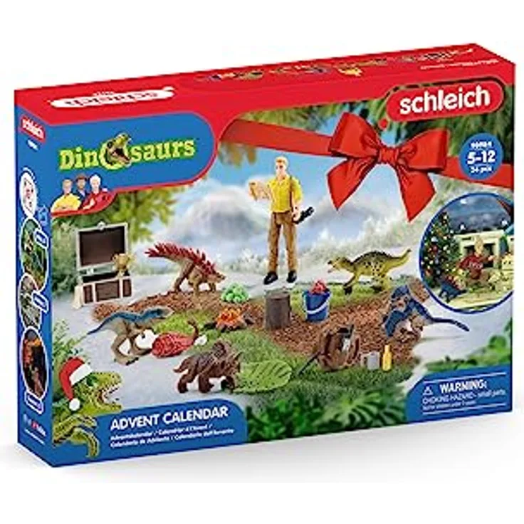 Schleich 98984 Adventskalender Dinosaurs 2023 FR-IT, ab 5 Jahren, Dinosaurier - Set, 24 Teile