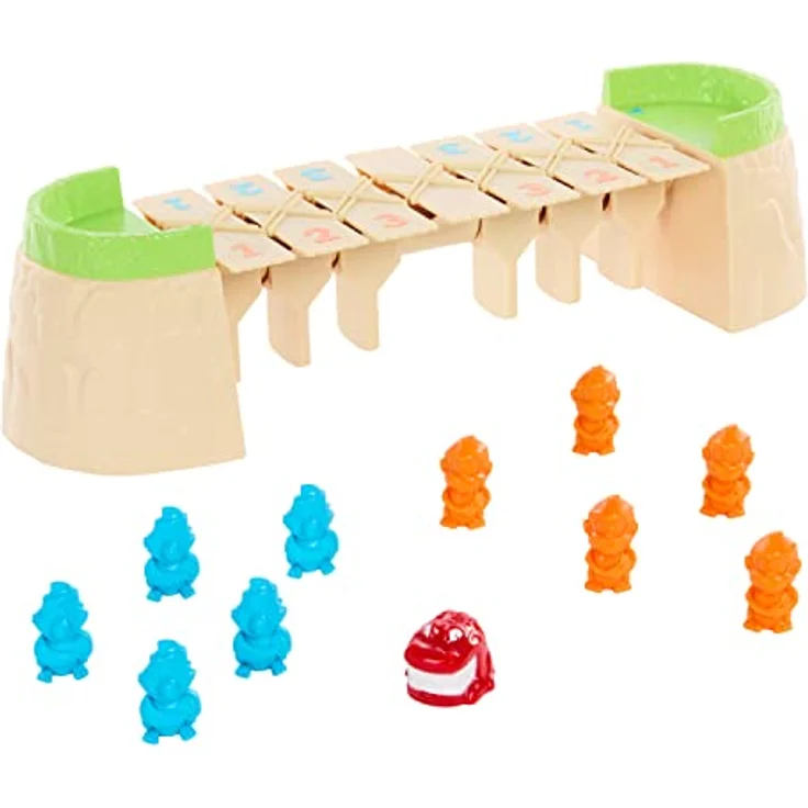 MATTEL Kalle Krokofalle - Alligator-Spiel mit bunten Spielfiguren in Form von Affen und Papageien, gefährliche Brücke, für Kinder ab 5 Jahren, HRC09 – Bild 2