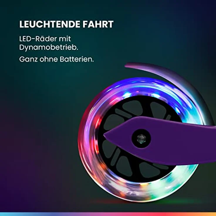 fun pro ONE Deluxe Kinderroller, Tretroller mit LED-Rädern, klappbar und höhenverstellbar, für Jungen und Mädchen ab 3 Jahren, stabil und sicher – Bild 3
