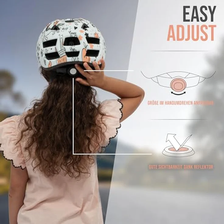 Apollo Kinder Fahrradhelm, Multisport Helm für Mädchen & Jungen, verstellbar ab 3 Jahre, Reflektor & Belüftung, Größen S-M, trendige Farben – Bild 3