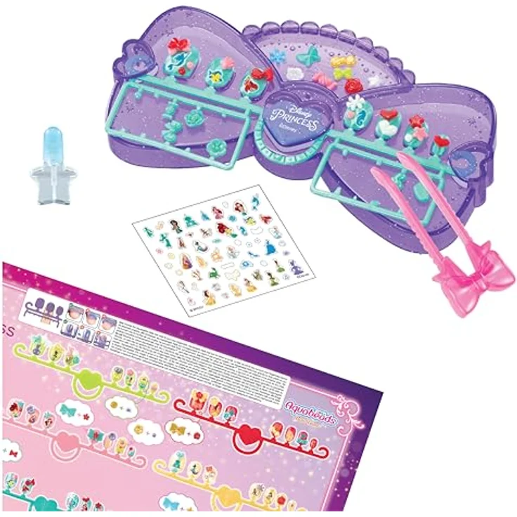 Aquabeads Disney Prinzessinnen Nagelstudio, Multicolor-Set mit 40 Aquabeads-Nägeln und Disneymotiven – Bild 3