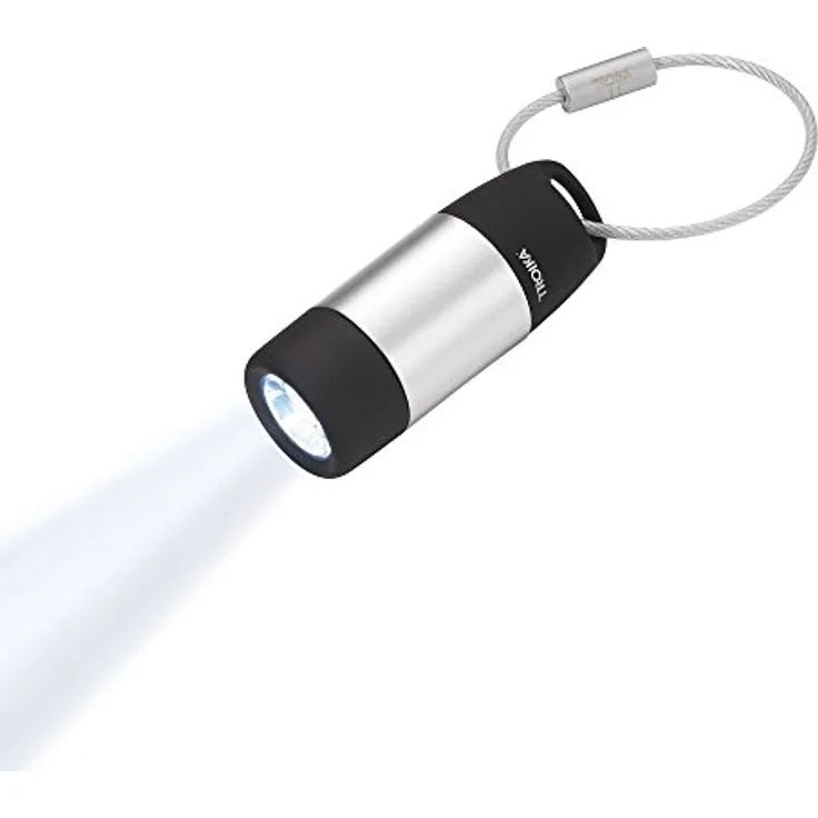 TROIKA ECO CHARGE TOR40/SI, LED Taschenlampe in Weiß, USB wiederaufladbar, Metall/Kunststoff, 58 mm lang, Leuchtdauer bis zu 4 Stunden, Schlüsselanhänger