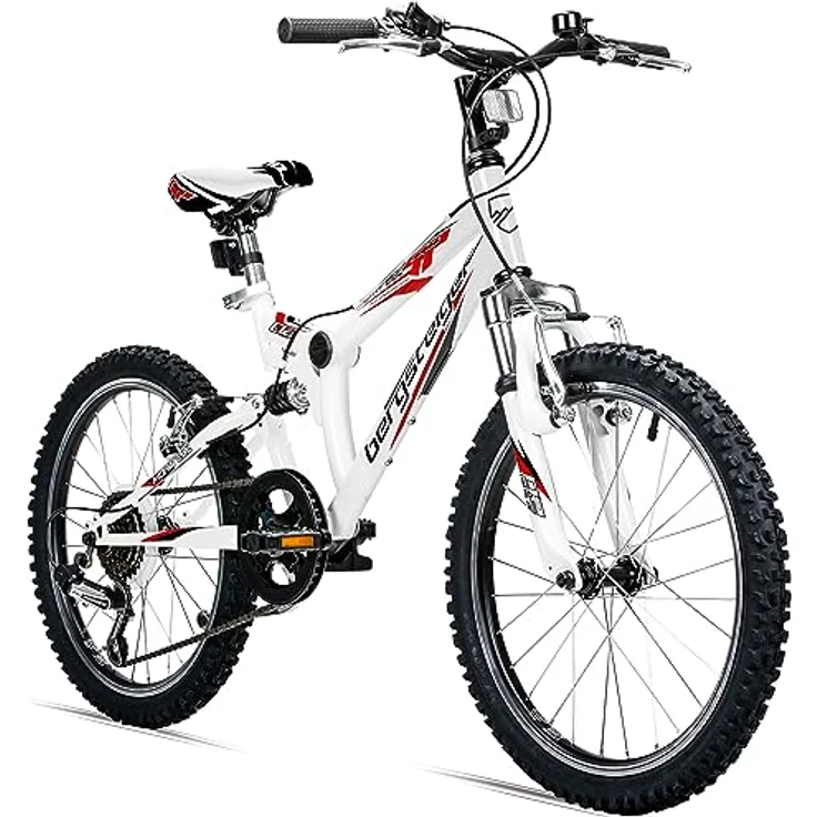 Bergsteiger Montreal 20, 24 Zoll Kinderfahrrad, geeignet für 6,7, 8, 9, 10, 11, 12, 13 Jahre, Shimano 18 Gang-Schaltung, Mountainbike mit Vollfederung, Jungen-Fahrrad, Mädchen-Fahrrad – Bild 1
