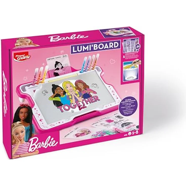 Magni LUMI'BOARD Barbie, Leuchttisch für kreatives Malen mit Malvorlagen und Filzstiften – Bild 2