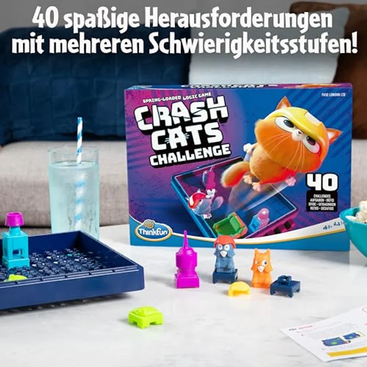 ThinkFun Crash Cats Challenge, actiongeladenes Katzen-Logikspiel für Kinder ab 8 Jahren, 50+ Herausforderungen, für Einsteiger und Fortgeschrittene – Bild 2