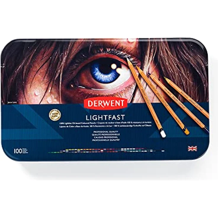 Derwent Lightfast Buntstifte, 100 Stück im Metalletui, 4 mm Runder Kern in Premium-Stärke, Cremige Textur, Ideal für Kunst, Zeichnen & Malen, Professionelle Qualität, 2306017 – Bild 2