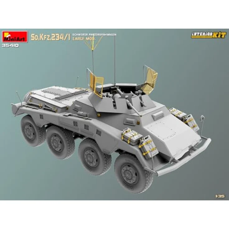 Miniart 1:35 Sd.Kfz 234/4 Panzerspähwagen, Modell mit detailliertem Interieur und 6 Varianten Decals – Bild 11