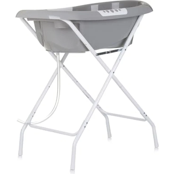 Chipolino Badewannenständer Noemi faltbar Ablauf Ablagefächer grau, Babybadewanne mit integriertem Seifenhalter – Bild 2