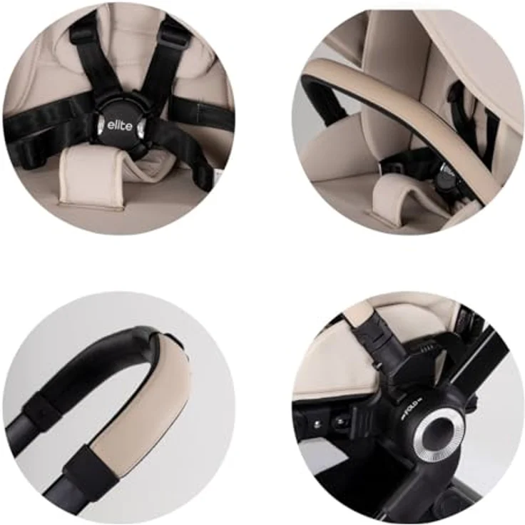 Chipolino Kombikinderwagen Elite 2 in 1 next GEN, klappbar mit Fußsack und Moskitonetz, beige, für Kinder ab Geburt bis 48 Monate – Bild 6