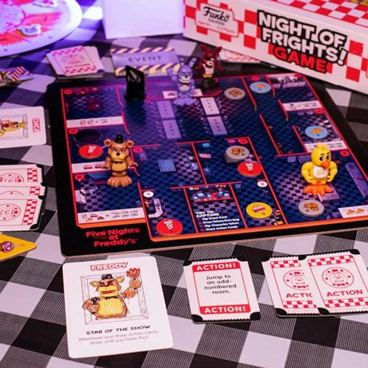 Funko Games Five Nights at Freddy's - Night of Frights, Brettspiel für 2-4 Spieler, mit Freddy, Bonnie, Chica und Foxy, ab 8 Jahren, 30 Minuten Spielzeit – Bild 5