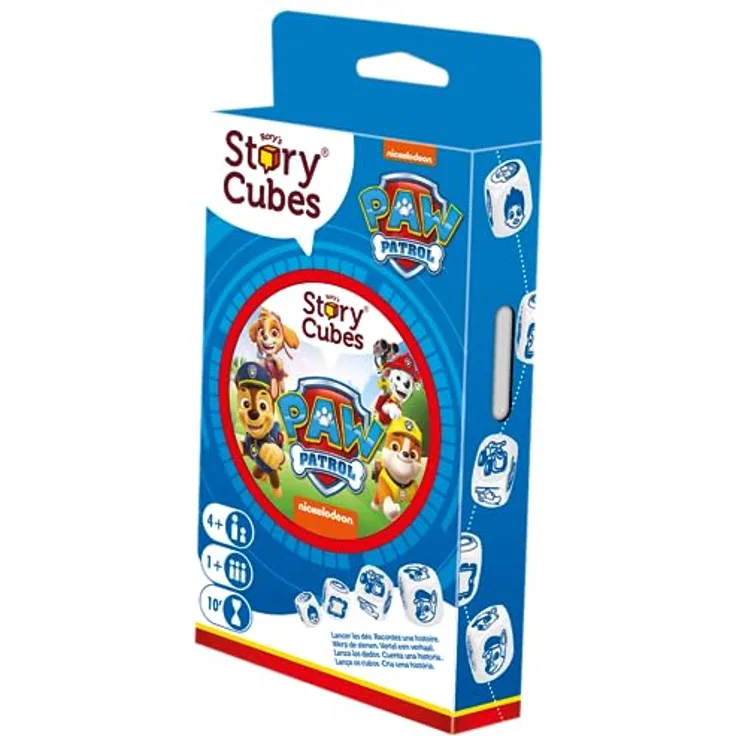 Asmodee Story Cubes: Paw Patrol, Mehrsprachiges Würfelspiel (inklusive Spanisch), ASMRSC310ML1