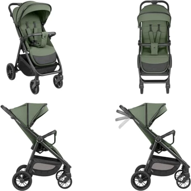 Kikka Boo Buggy Jody, Kinderwagen mit PU-Rädern, Federung, 5-Punkt-Gurt und Hinterradbremse, grün – Bild 4