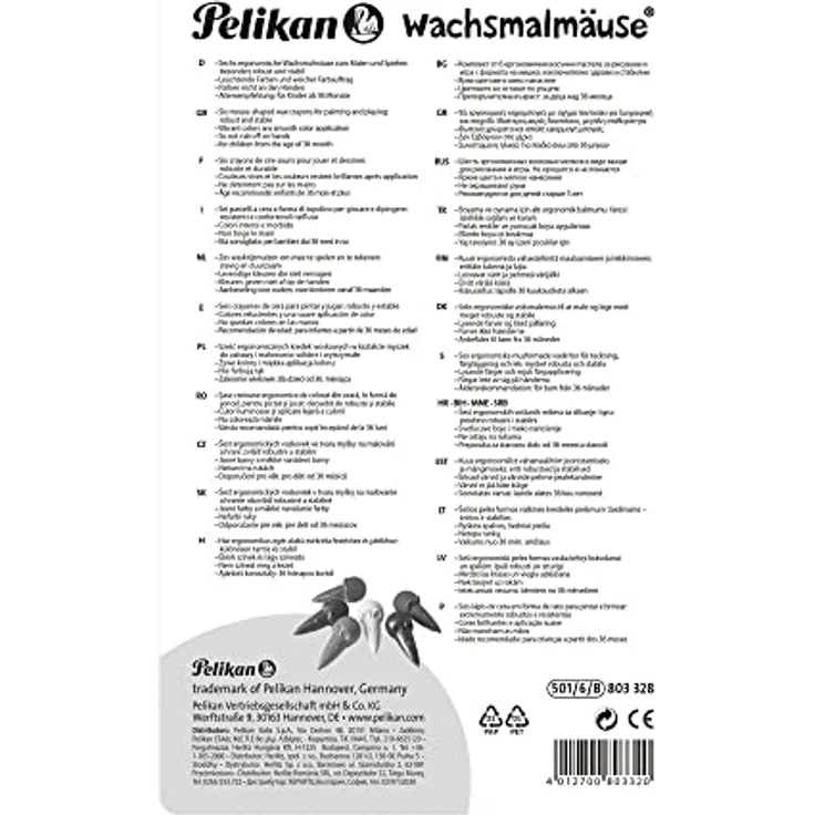 Pelikan 803328 Wachsmalmäuse farbig Sortiert 6er Blister, rot – Bild 3