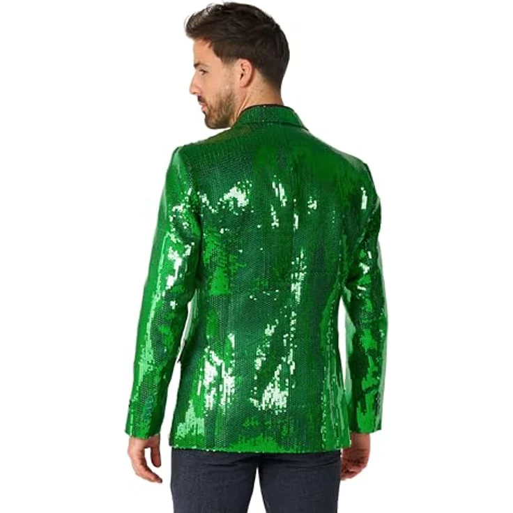 Suitmeister Pailletten (XXL), Glitzerjacke in Grün, Slim-Fit Design für Mottopartys und Festivals – Bild 2