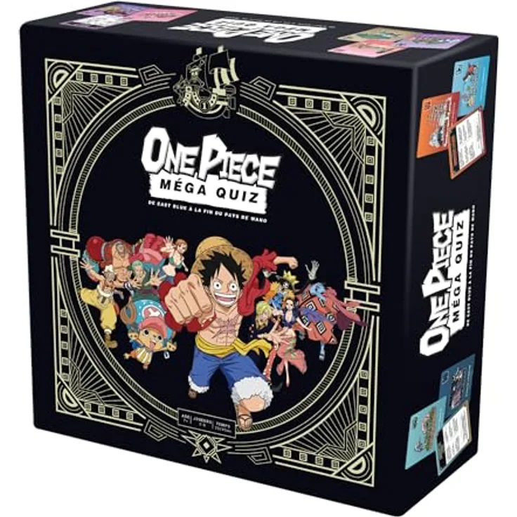 TOPI GAMES One Piece Kartenspiel Mega Quiz *Französische Version* - Über 1000 Fragen zu den Abenteuern der Strohhutpiraten-Crew, Spieler 2-8, empfohlenes Alter 7+, Spieldauer 20-45 min