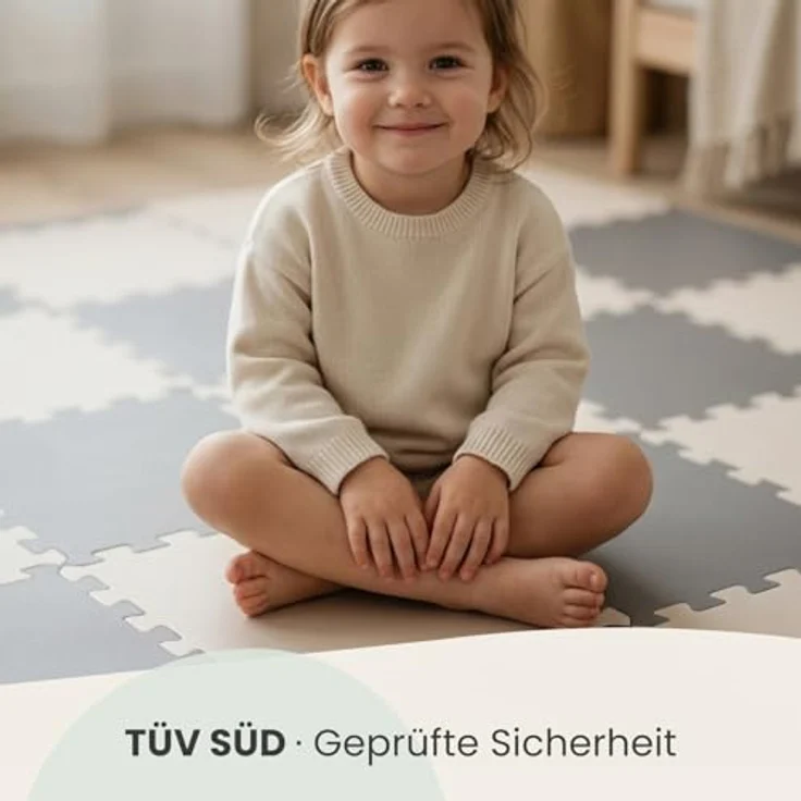 LittleTom Puzzlematte für Kinder, TÜV-geprüfte Krabbelmatte, 18-teilig, 30x30 cm, wasserfest, beidseitig verwendbar, in modernen Pastelltönen – Bild 2