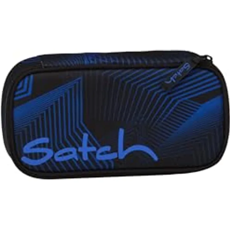 Satch Schlamperbox extra groß, inkl. Trennfach, Reißverschlussfach, Stiftehalter, Geodreieck, Sichtfenster für Stundenplan, Seismic Blue – Blau