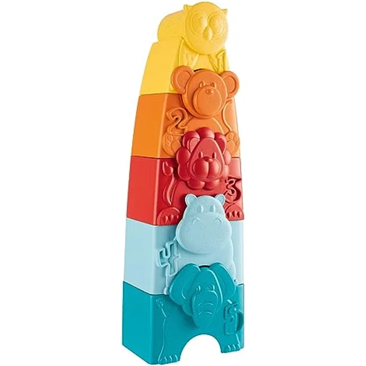 Chicco 2in1 Stapelturm Eco+ Turm der Tiere, kreatives Stapelspielzeug aus 80% recyceltem Kunststoff für Kinder ab 9 Monaten