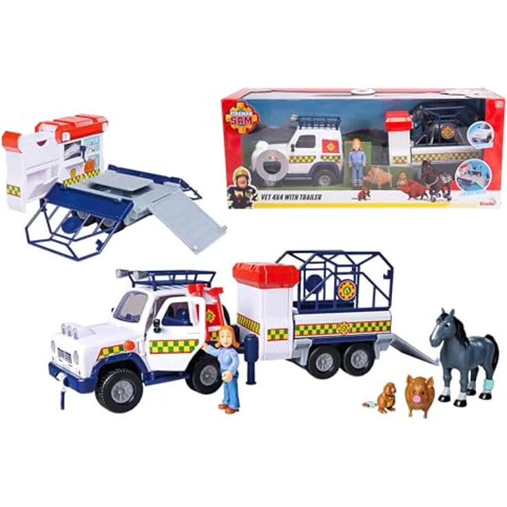 No Name Feuerwehrmann Sam Veterinärmedizinische Rettung 925-2624, Spielzeugauto mit Licht, Figur und Zubehör, 34 cm, ab 3 Jahren – Bild 2