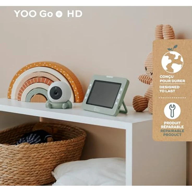 Babymoov YOO GO PLUS HD, Zusatzkamera für Babyphone mit HD-Bildqualität, wiederaufladbarem Akku und Gegensprechfunktion – Bild 2