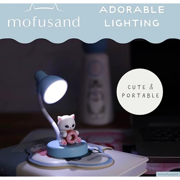 BlueSkyStudios Mofusand Minilampe USB, LED Tischlampe mit Katzfigur und Donut, mehrfarbig – Bild 5