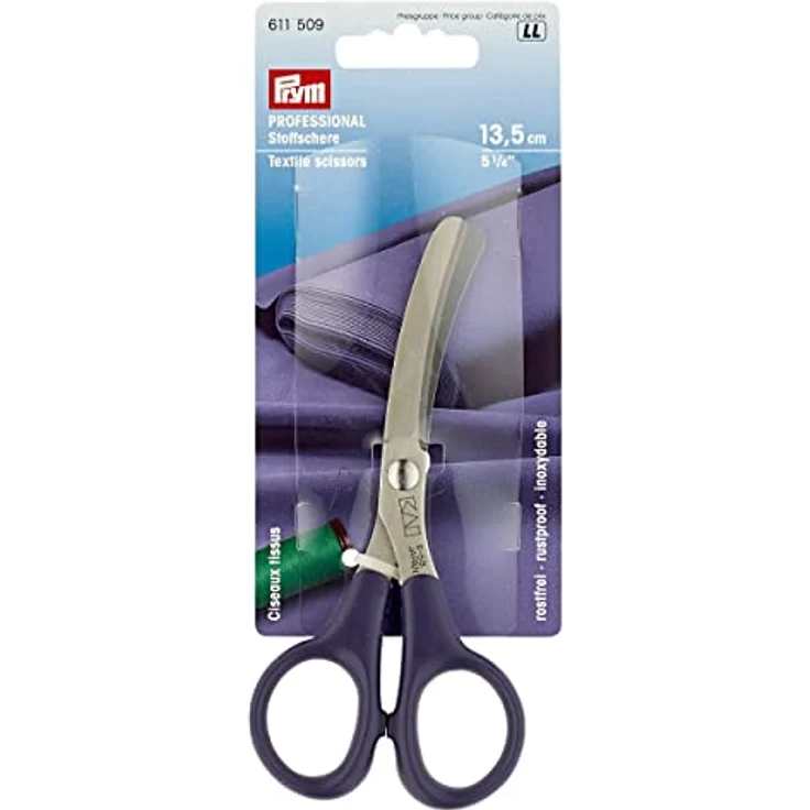 Prym Professional Stoffschere gebogen 5 1/4'' (13,5 cm), Edelstahl, für Rechts- und Linkshänder, Blau – Bild 2