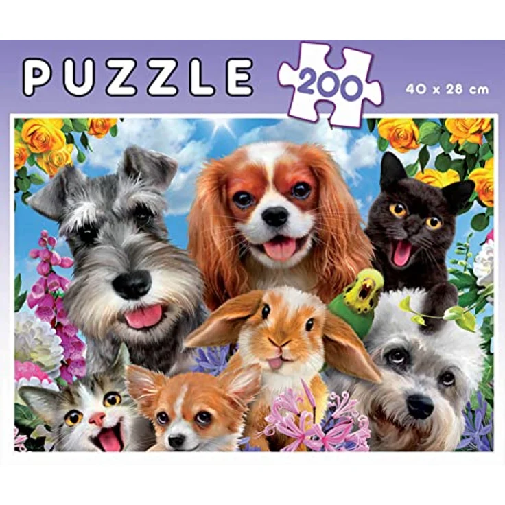Educa Puzzle 200 Teile, Selfie-Haustierparade, ab 6 Jahren, FSC-zertifiziert, inklusive Puzzle-Kleber, gelegte Größe 40 x 28 cm – Bild 3
