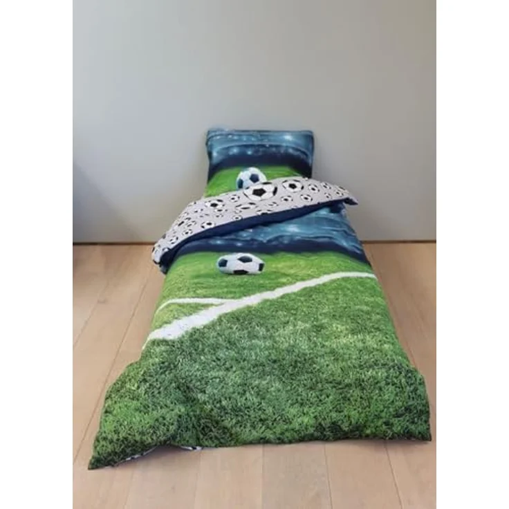 BrandMac Bettwäsche Fußball Stadion 135 x 200 cm, 100% Baumwolle in Kinderbettwäschen, blau – Bild 4