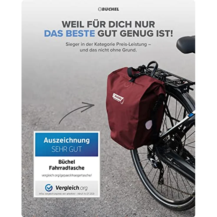 Büchel Fahrradtasche für Gepäckträger I 25.4 L - 100% Wasserdicht I mit Tragegriff und Schultergurt I fahrradtasche gepäckträger, gepäckträgertasche, fahrrad taschen hinten – Bild 2