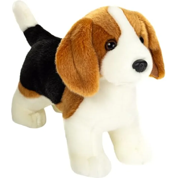 Teddy Hermann 91901 Beagle, stehend 25 cm, Kuscheltier aus streichelweichem Plüsch, waschbar, geprüft für Kinder ab 18 Monaten