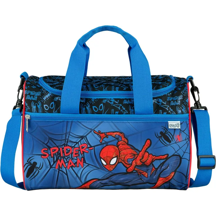 Scooli Sporttasche Spider-Man, Kinder Sporttasche mit großem Hauptfach und 2-Wege Reißverschluss, blau