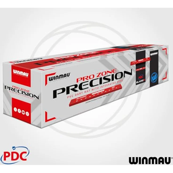 Winmau Dartmatte "Pro-Zone Precision PVC 8216", rutschfest, schwarz/blau/rot, 300 x 60 cm – Bild 5