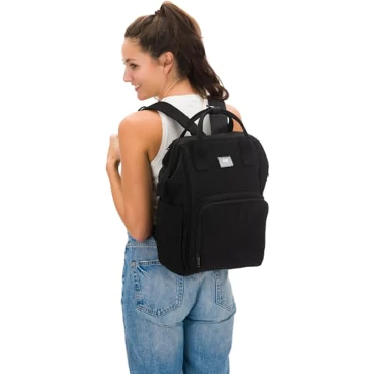 Fillikid Barcelona Wickelrucksack, elegantes Design mit zahlreichen Fächern, in Schwarz – Bild 4
