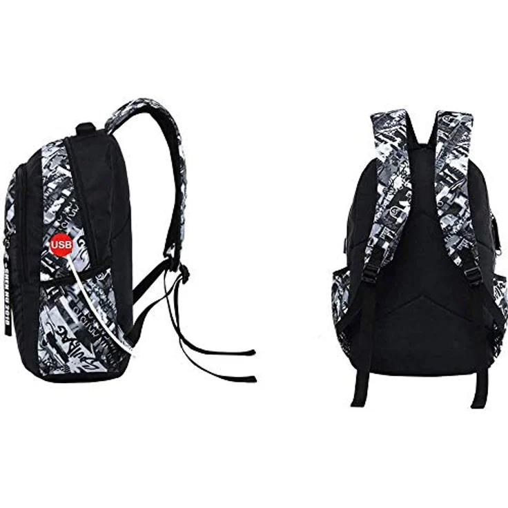 Asge 128-1 Oxford-gewebe Schulrucksack, grau, reflektierender Daypack mit verstellbaren Schultergurten und großer Kapazität (32 x 43 x 15 cm) – Bild 5