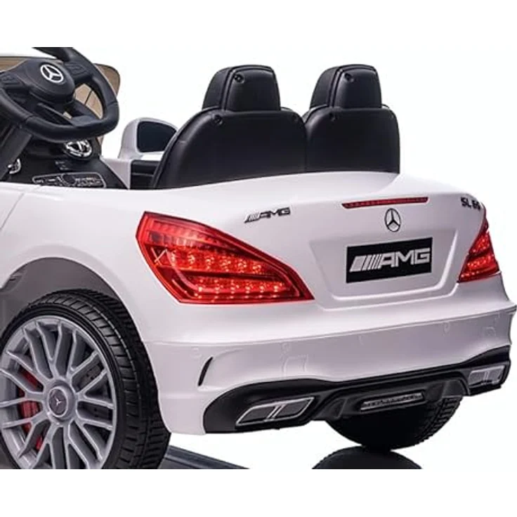 schnaeppchenmeile-online Kinder Elektroauto Mercedes Benz SL63 AMG weiss Zwei Motoren, LED, Fernbedienung, USB eingang, MP3, 12V 7Ah Akku, 3 Geschwindigkeiten – Bild 6