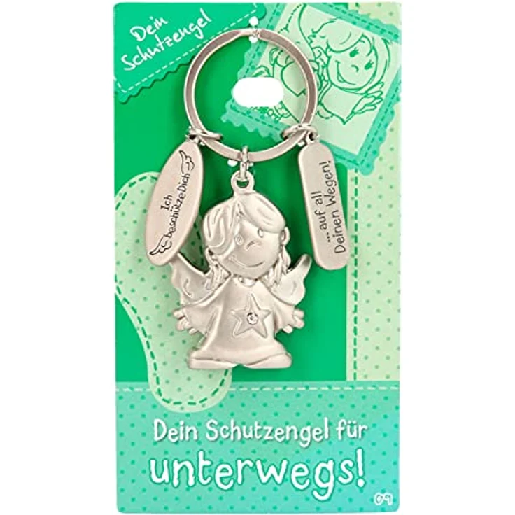 Depesche Schlüsselanhänger Schutzengel Engel Schlüsselanhänger mit Spruch "Ich beschütze Dich", Metall, ca. 4 x 3 cm – Bild 2