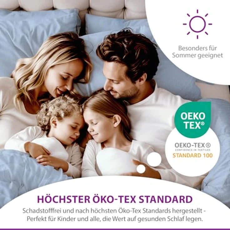 AddLiving Seerzucker 2in1 Bettenset blau, Steppbettdecke 135x200 & Kopfkissen 80x80, atmungsaktiv & waschbar, Öko-Tex 100 zertifiziert, ideal für Kinder – Bild 5